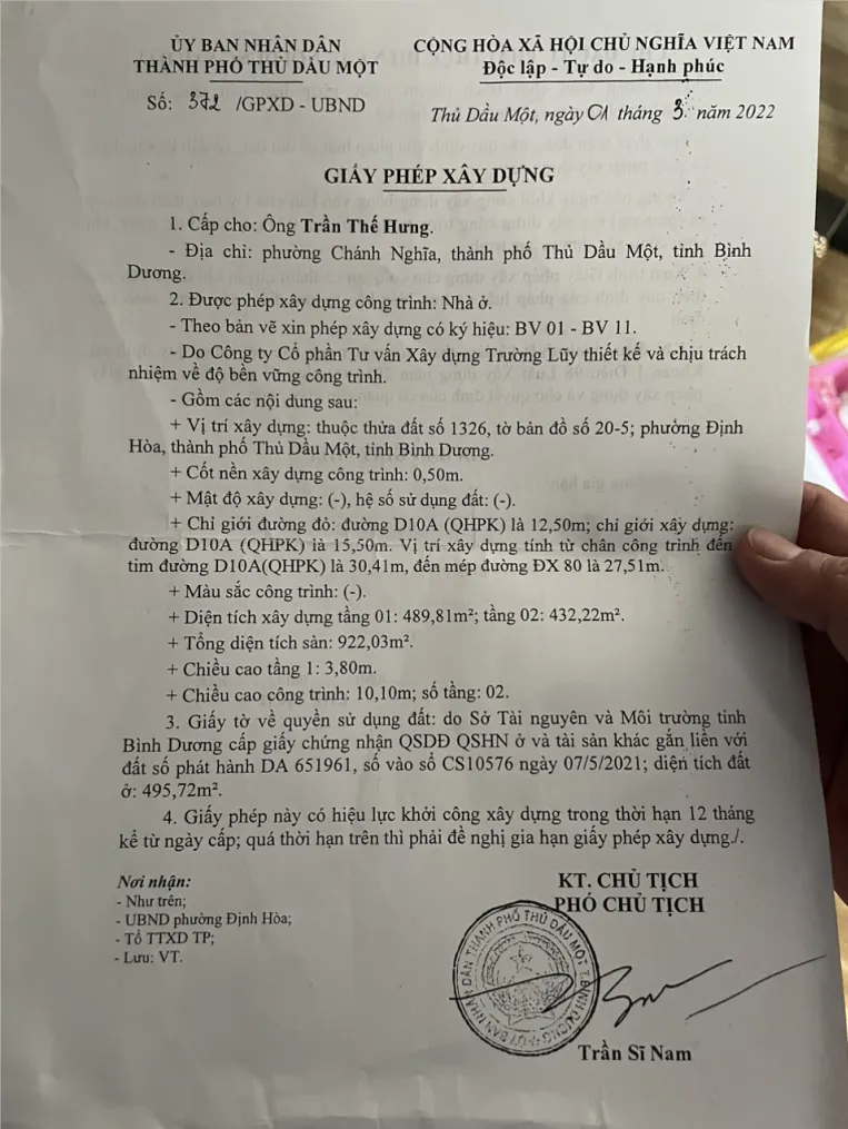 giấy phép xây dựng nhà ở TDM
