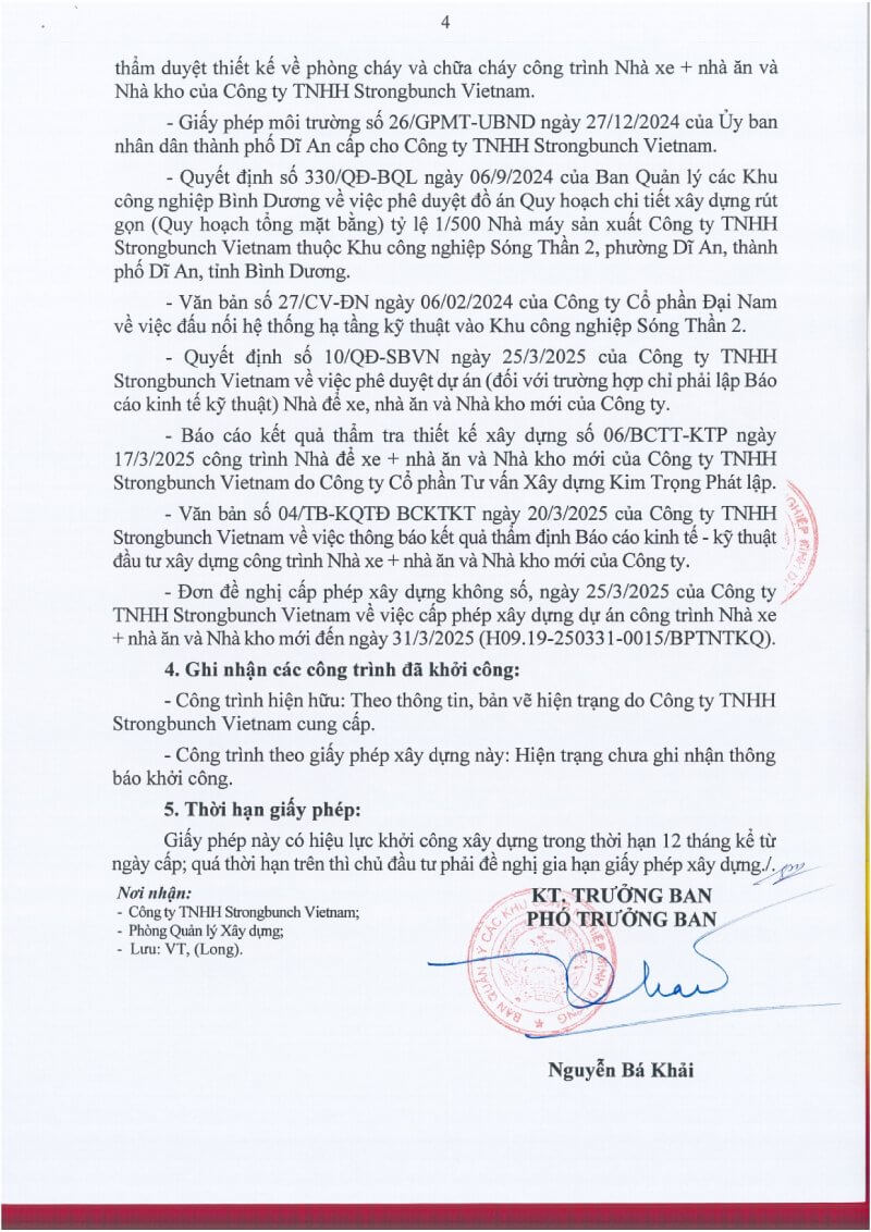giấy phép xây dựng công ty strongbunch việt nam
